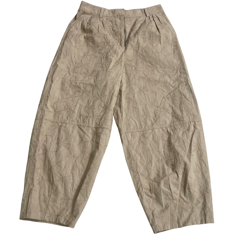 House of Harlow Botanical
Embroidered Tan Cotton Cropped
Barrel Pants Sz Large